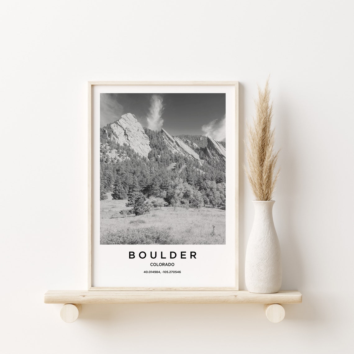 Boulder Colorado Flatirons Rock Formations Black White Nature Poster - Image 3