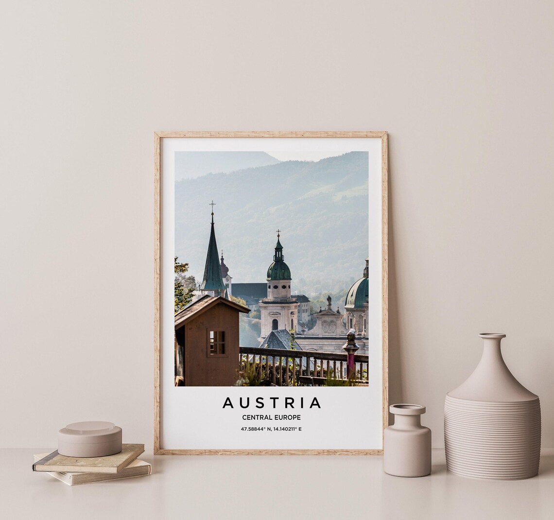 Austria Central Europe Church Towers in Mountain Haze Poster - Image 2