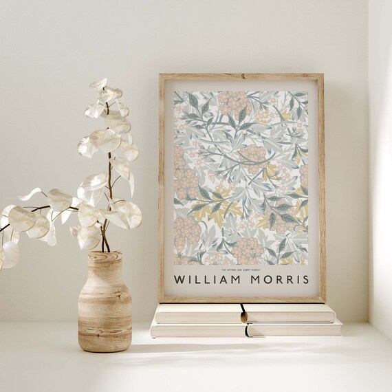 William Morris Pastel Botanical Floral Museum Exhibition Poster