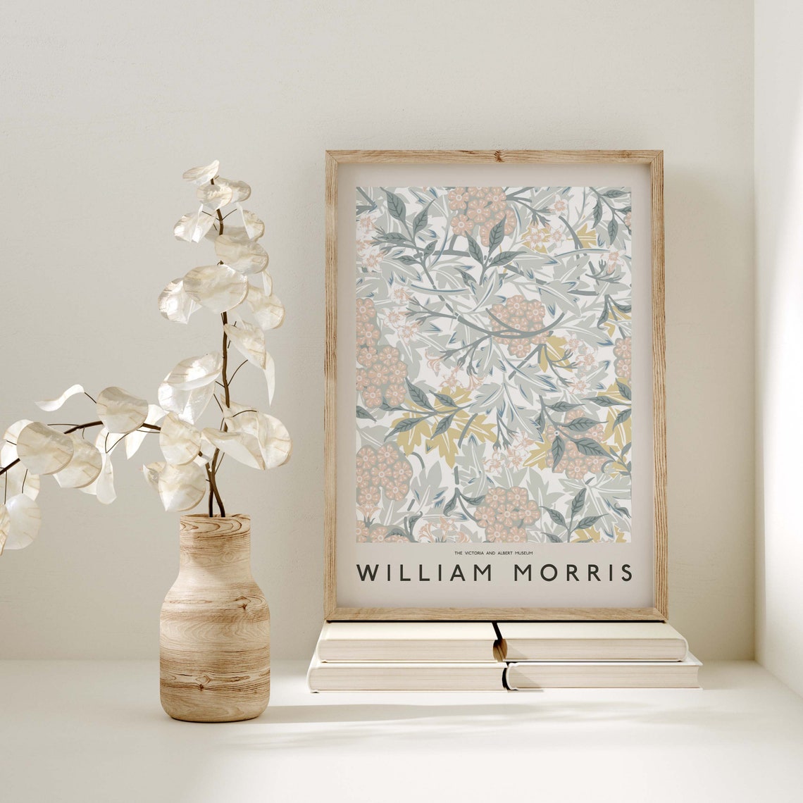 William Morris Pastel Botanical Floral Museum Exhibition Poster