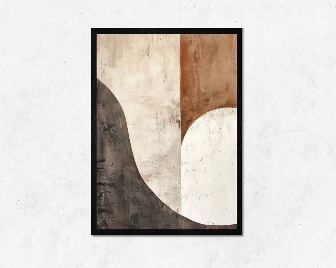 Neutral Abstract Curved Shapes Modern Minimalist Beige Poster