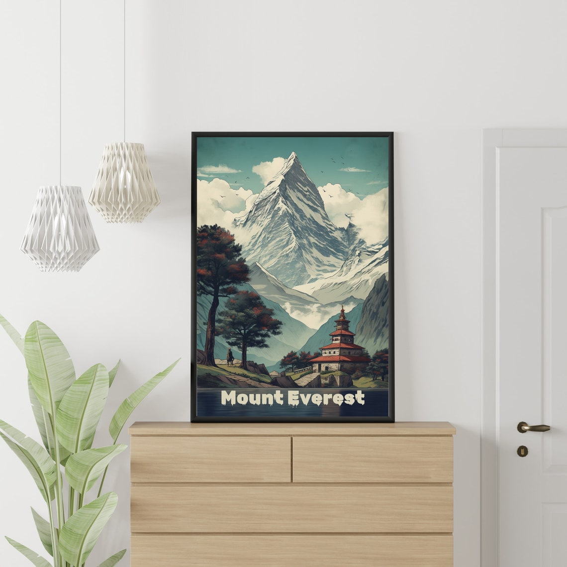 Snowcapped Mount Everest Nepal Himalaya Vintage Travel Poster
