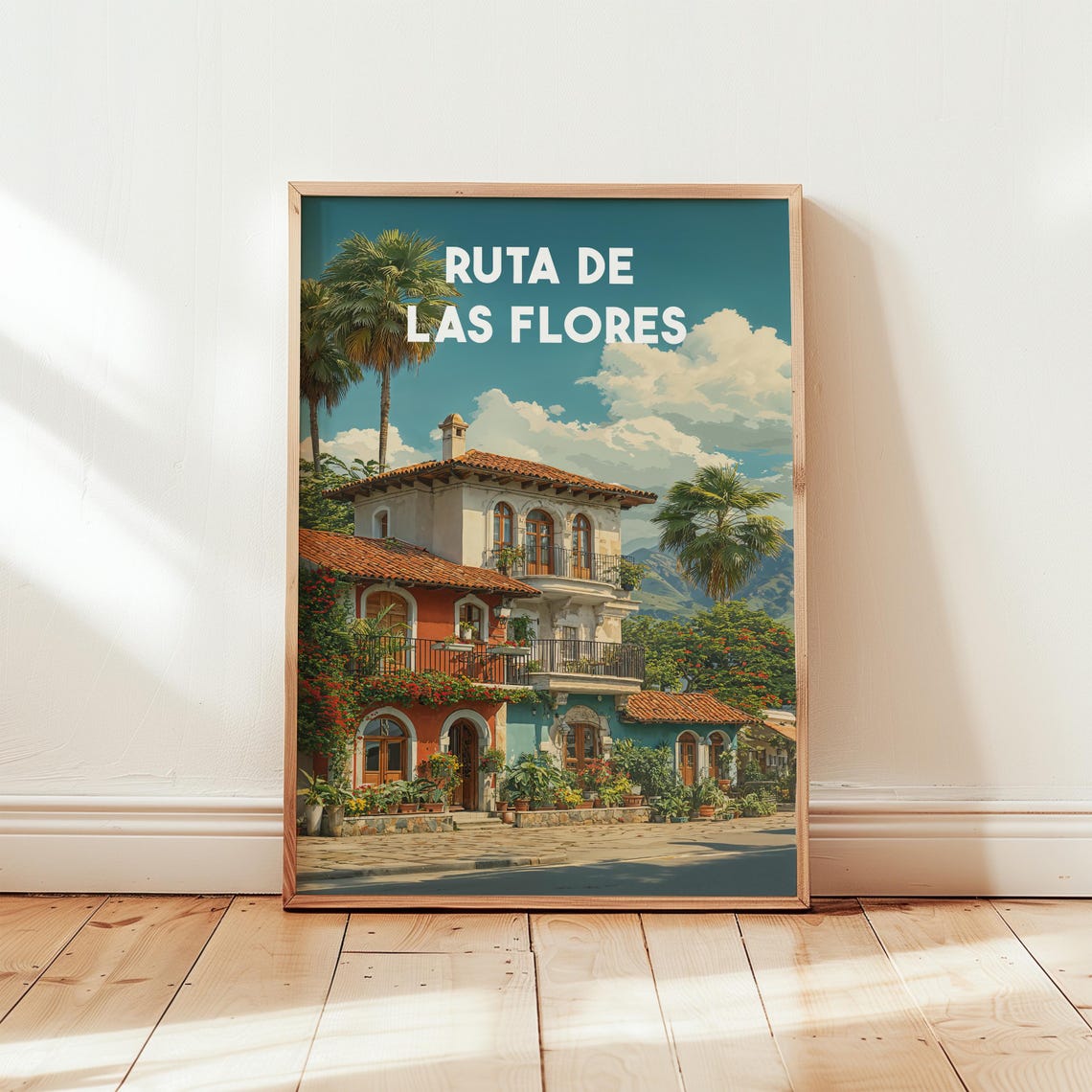 Ruta De Las Flores El Salvador Colonial Flower Town Travel Poster
