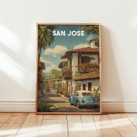 San Jose Costa Rica Poster City Travel Wall Art Modern Home Decor Wanderlust Print