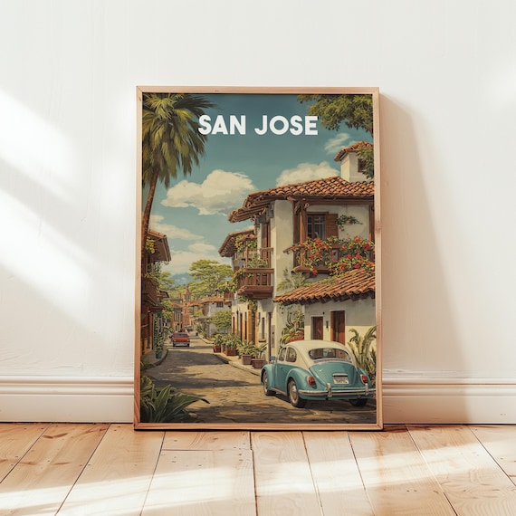 San Jose Costa Rica Vintage Travel Poster Colonial Street Art