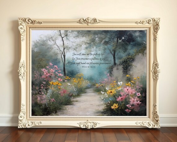 Psalm 1611 Path Of Life Garden Path Floral Scripture Art Poster
