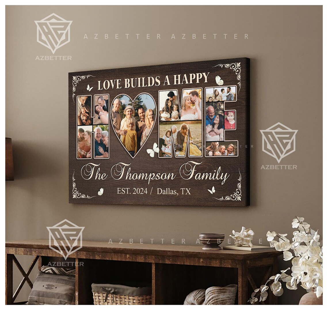 Love Builds a Happy Home Thompson Family Photo Collage Poster - Image 4