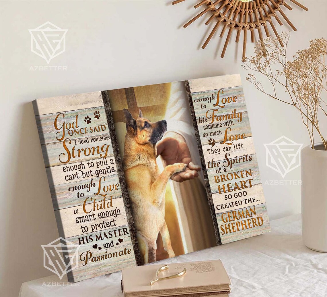 So God Created the German Shepherd Quote with Jesus's Gentle Hand Poster - Image 2