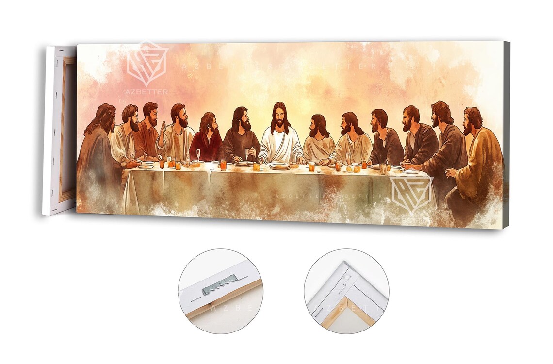 The Last Supper Jesus And Apostles Watercolor Panoramic Poster - Image 5