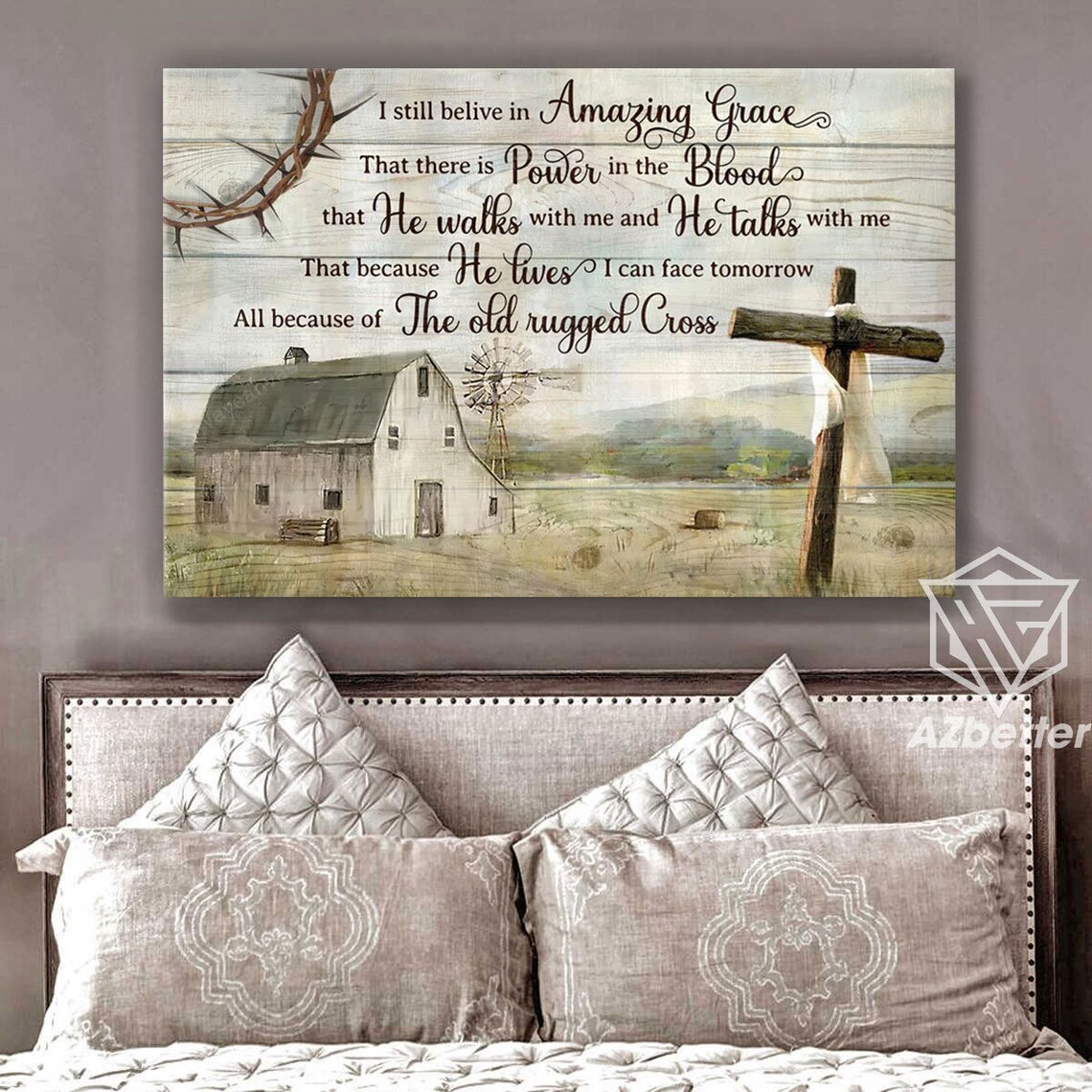 Farm Barn I Still Believe In Amazing Grace Hymn Quote Poster - Image 3