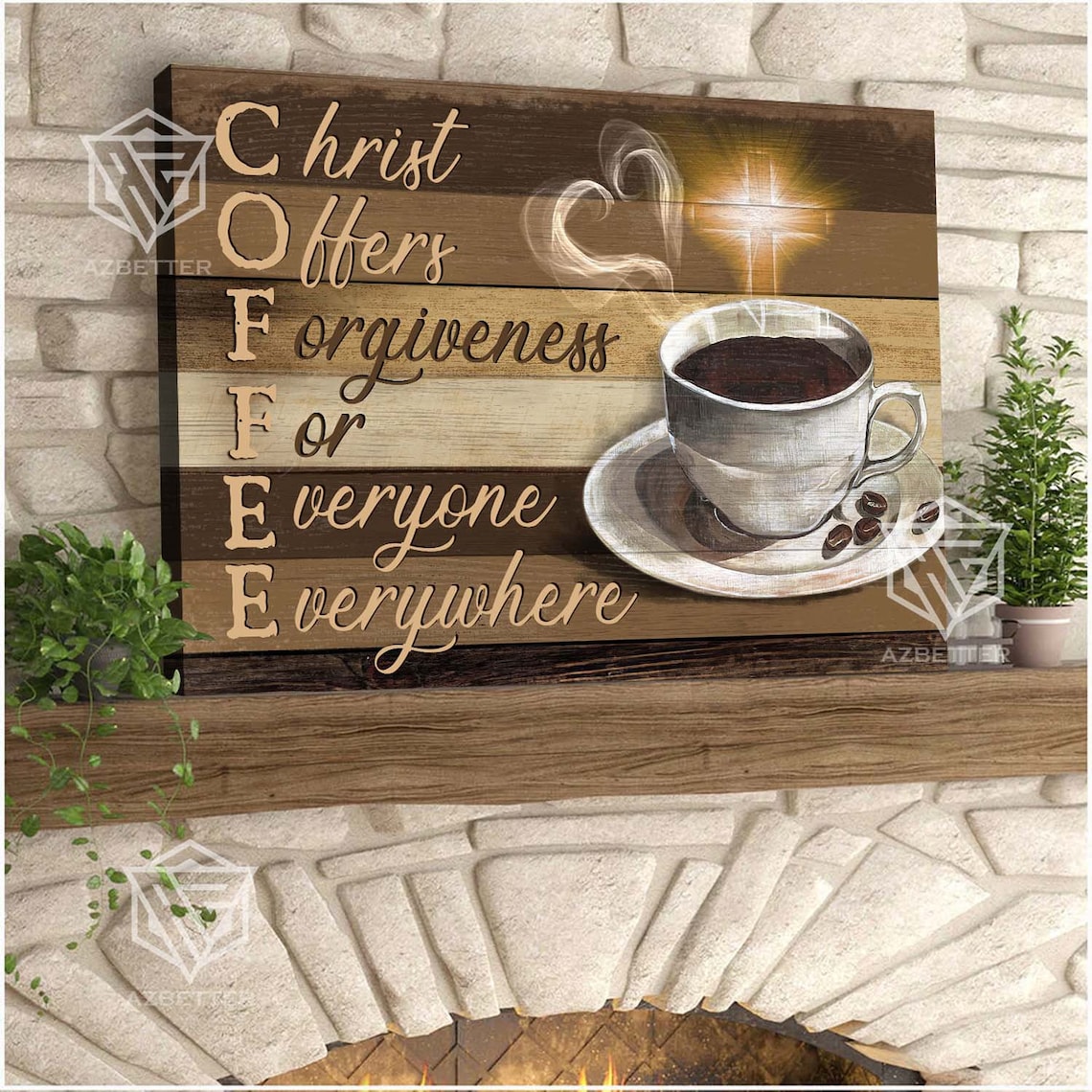 Christ Offers Forgiveness Everywhere, Vintage Coffee Art Print - Image 4