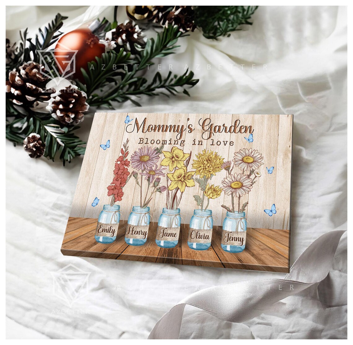 Mommy's Garden Blooming In Love Birth Flower Mason Jar Wall Poster - Image 2