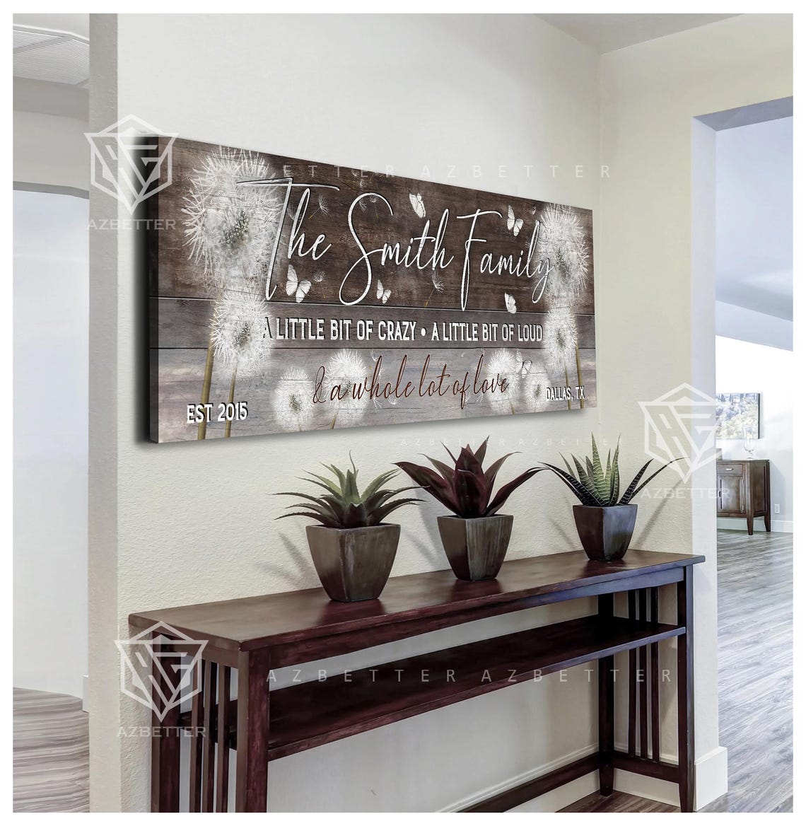 Personalized Family Name Little Bit Of Crazy A Little Bit Of Loud Established Date Dandelion Family Wall Art Custom Family Sign - Image 5