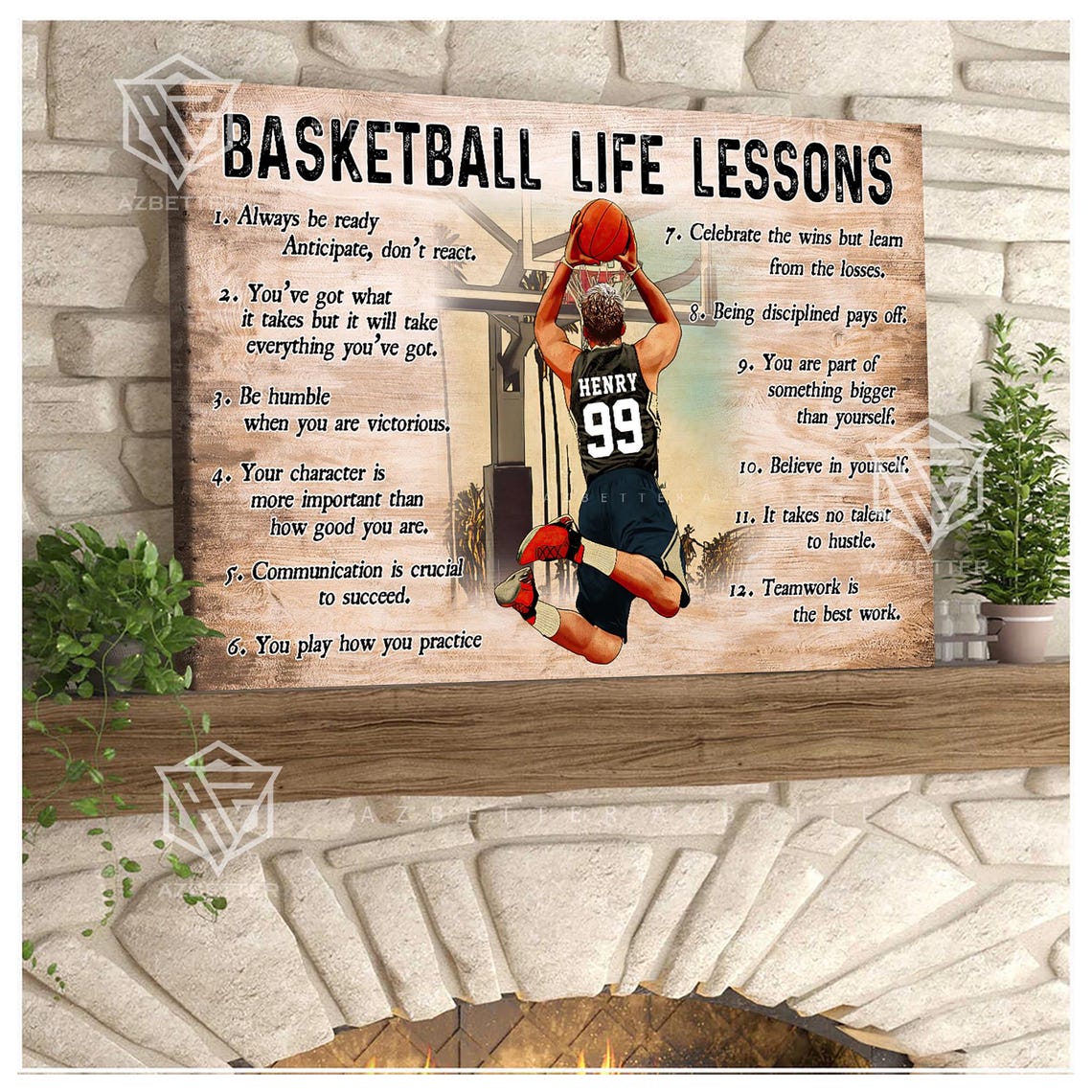 Basketball Life Lessons 12 Lessons Dunk Player Motivational Poster