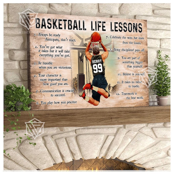 Basketball Life Lessons 12 Lessons Dunk Player Motivational Poster