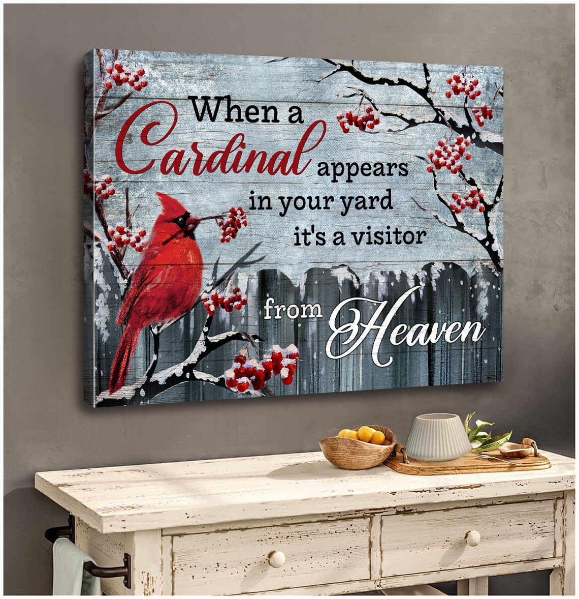 Cardinal Snow Branch Visitor From Heaven Memorial Art Poster - Image 4