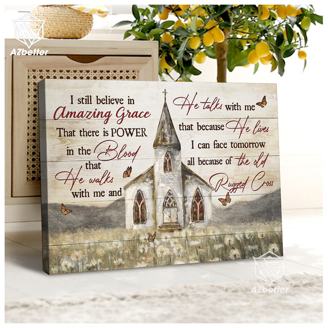 Amazing Grace Church Vintage Farmhouse Art Print - Image 4