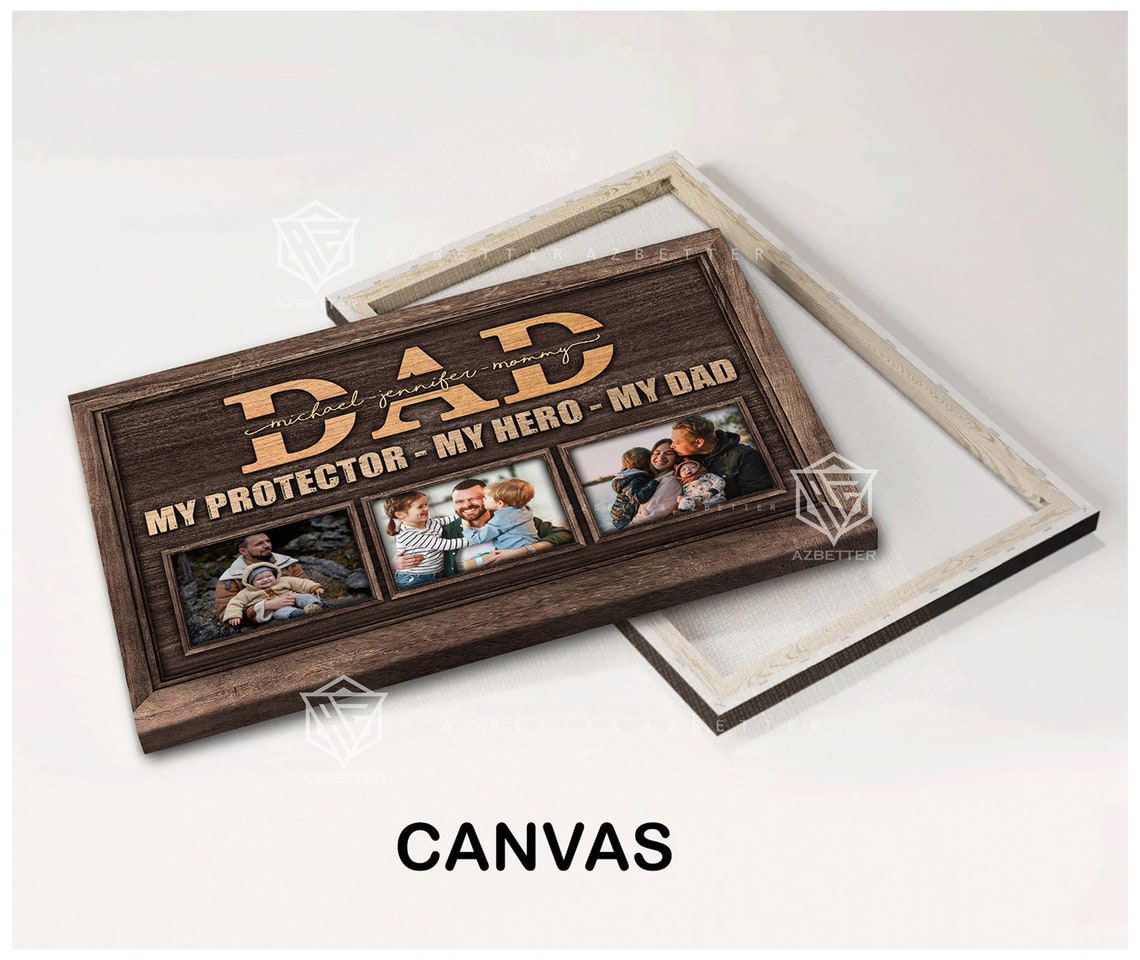 Dad My Protector My Hero Three Photo Framed Collage Keepsake Poster - Image 4