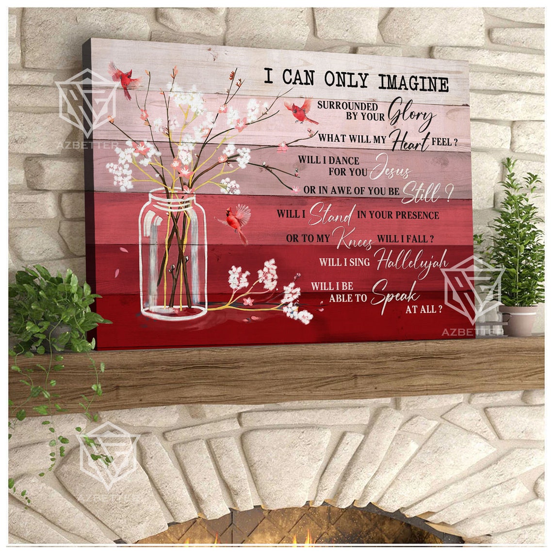 I Can Only Imagine Red Cardinal Christian Hymn Song Lyric Poster - Image 2