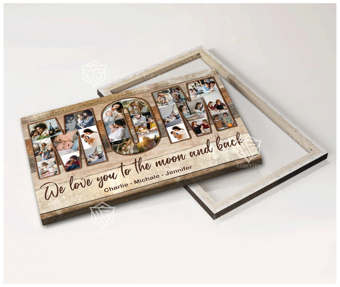 Personalized MOM Photo Collage We Love You To The Moon And Back Poster - Image 4