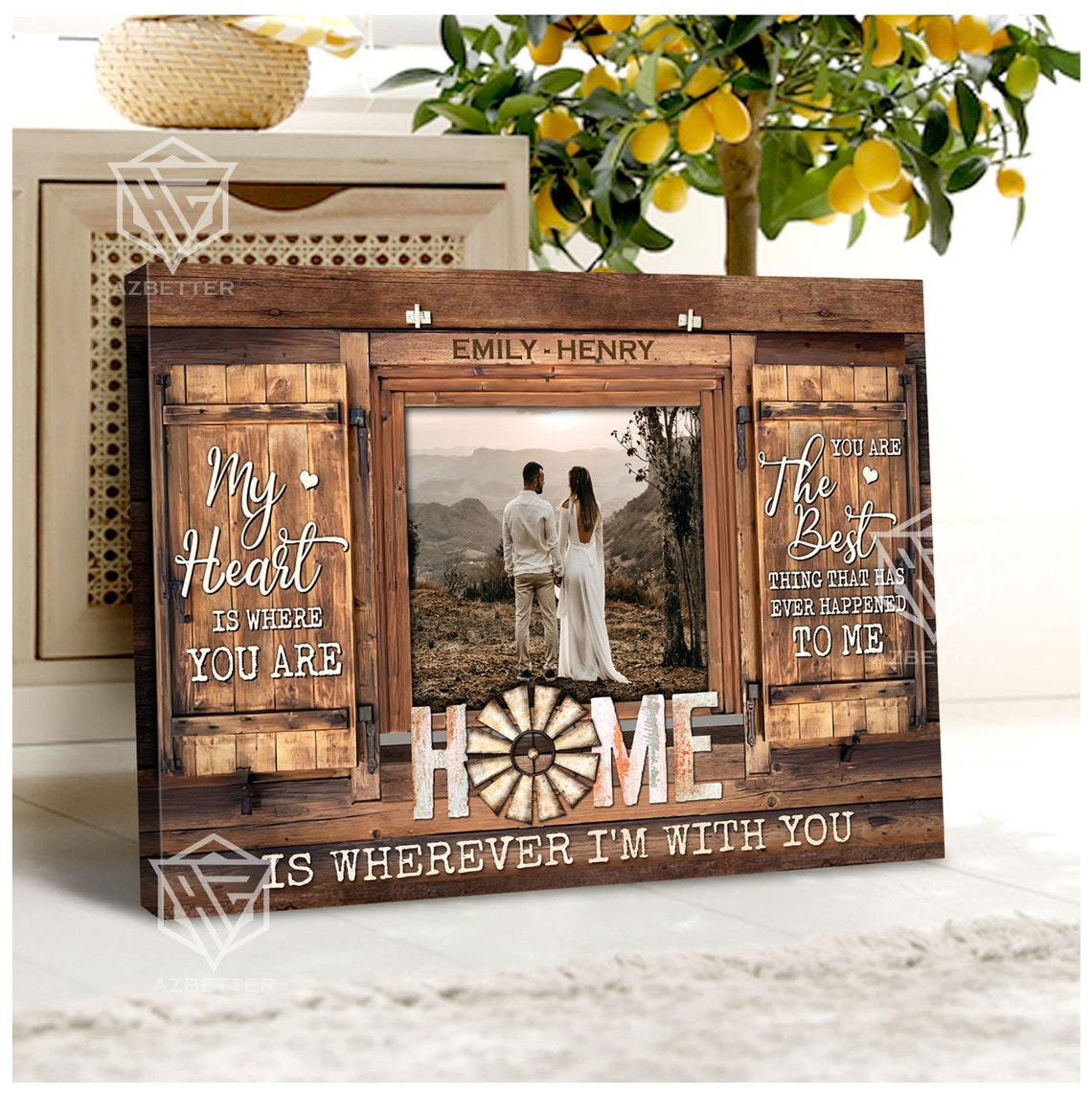 Personalized Home Is Wherever I Am With You Barn Door Couple Poster - Image 3
