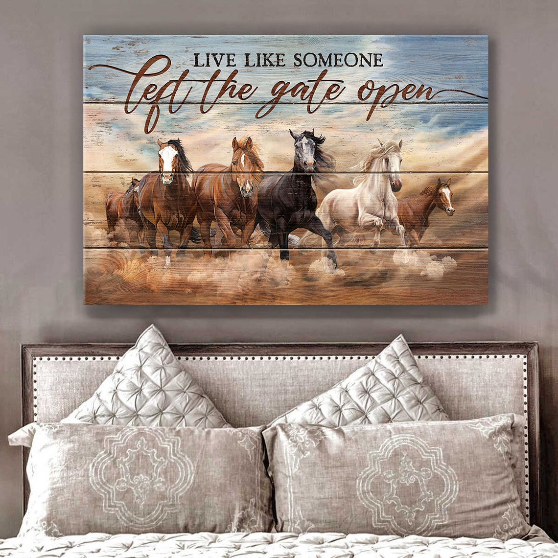 Running Horses Live Like Someone Left The Gate Open Quote Poster - Image 3