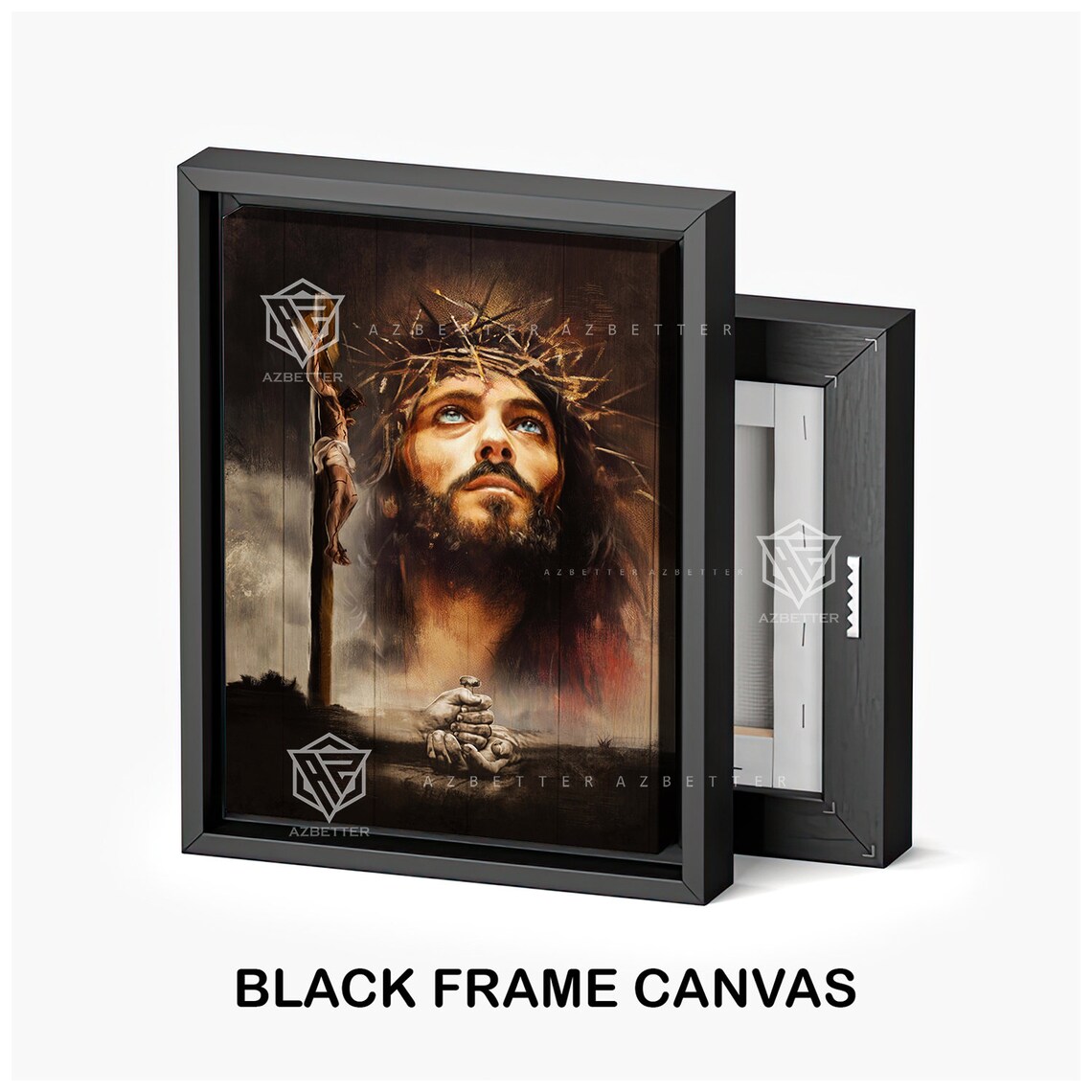 Jesus Portrait Crown Of Thorns Crucifixion Passion Art Poster - Image 2