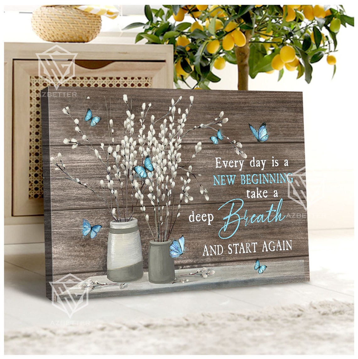 Every Day Is a New Beginning Deep Breath Blue Butterfly Poster - Image 4