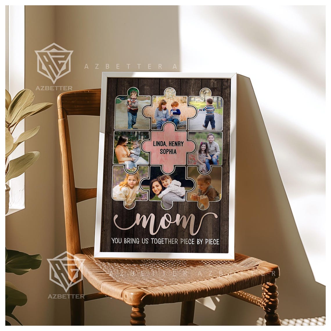You Bring Us Together Piece By Piece Mom Puzzle Collage Gift Poster - Image 4