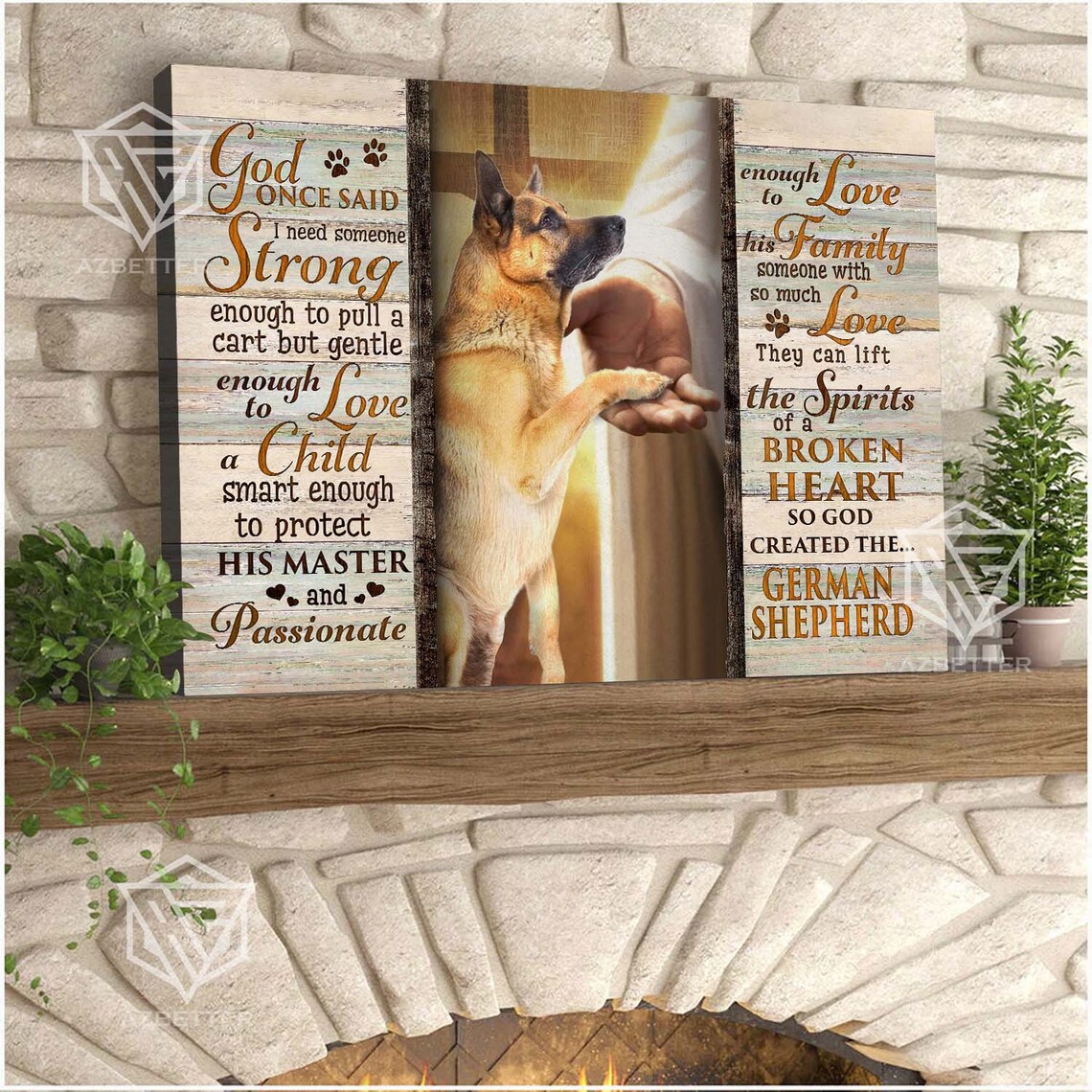 So God Created the German Shepherd Quote with Jesus's Gentle Hand Poster - Image 3