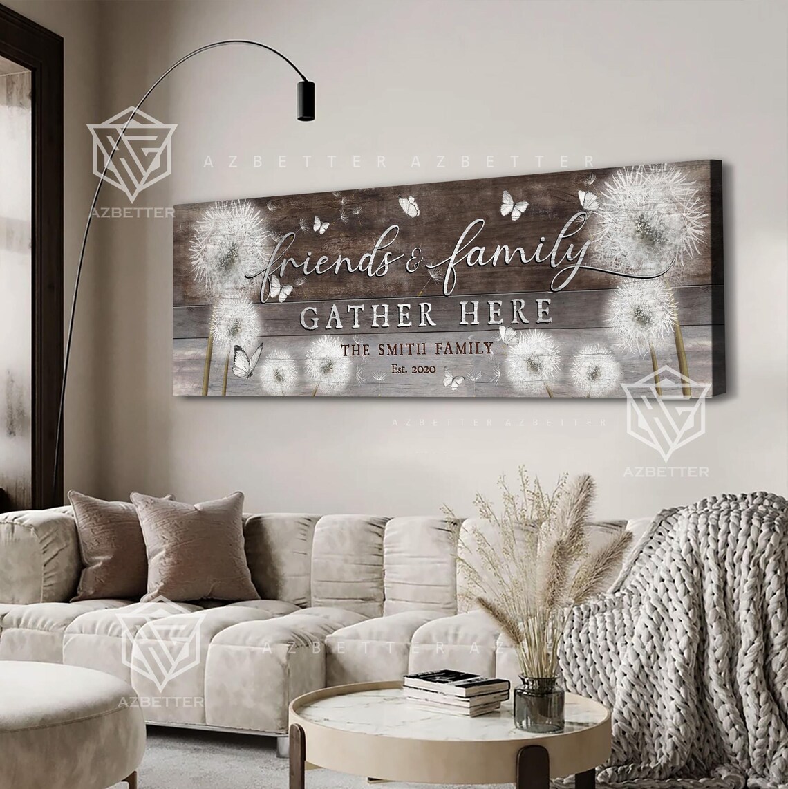 Friends And Family Gather Here Dandelion Rustic Wood Entryway Poster - Image 4