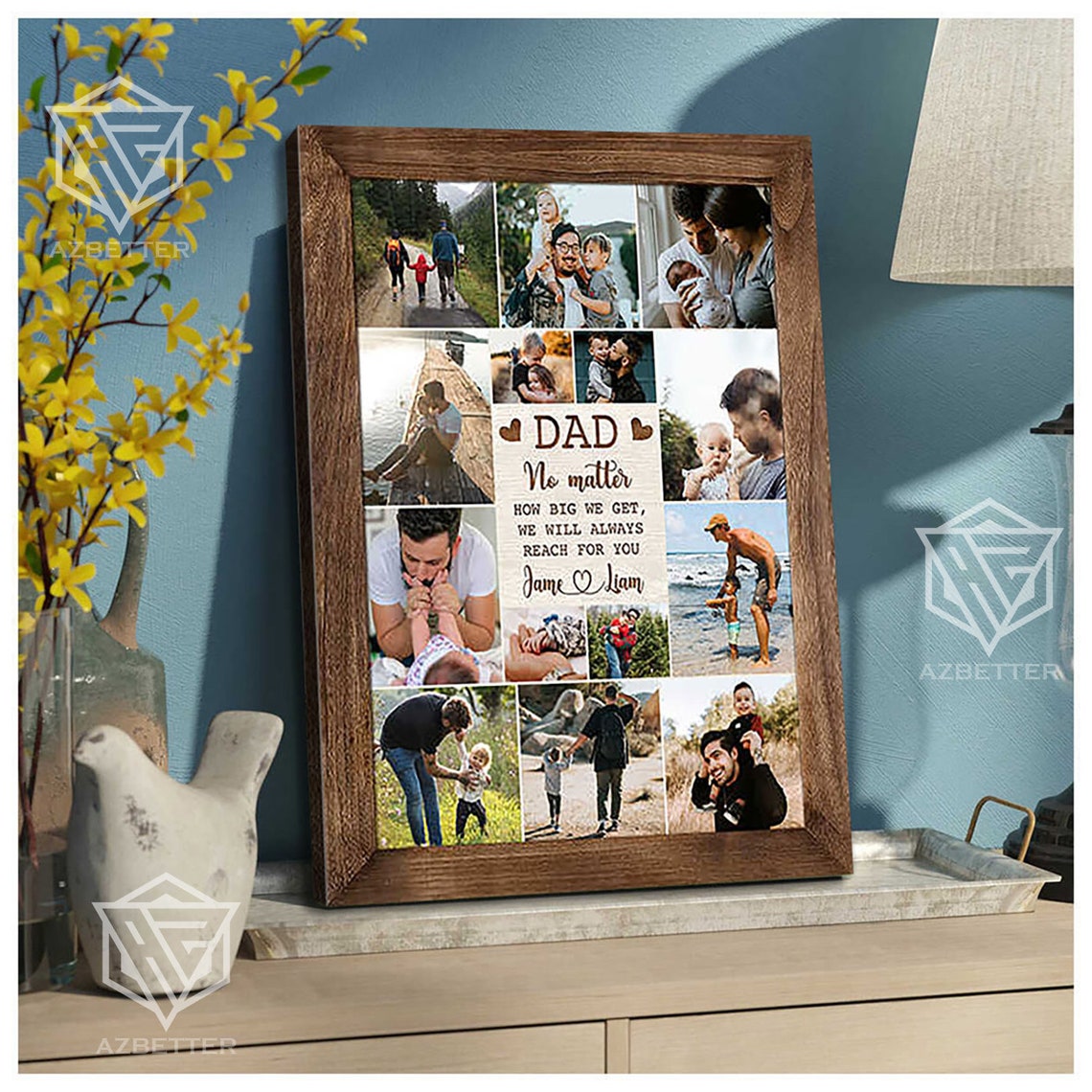 Personalized How Big We Get We Will Always Reach You Custom Fathers Day Gift Daddy Birthday Photo Collage Daughter To Dad - Image 3