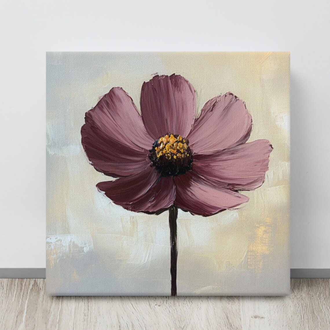Chocolate Cosmos Mauve Bloom Golden Center Watercolor Art Poster