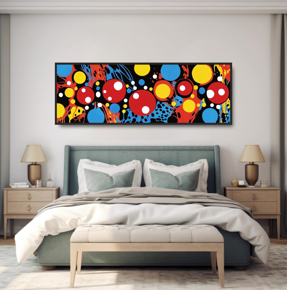 Bold Primary Colors Abstract Circle Art Modern Splatter Wall Print - Image 4