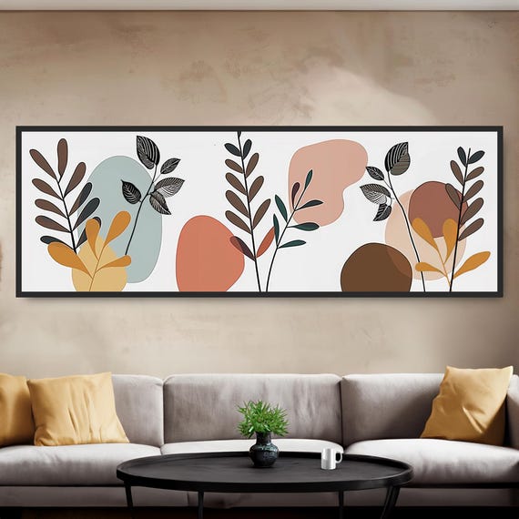 Mid Century Modern Boho Plant Abstract Art Print