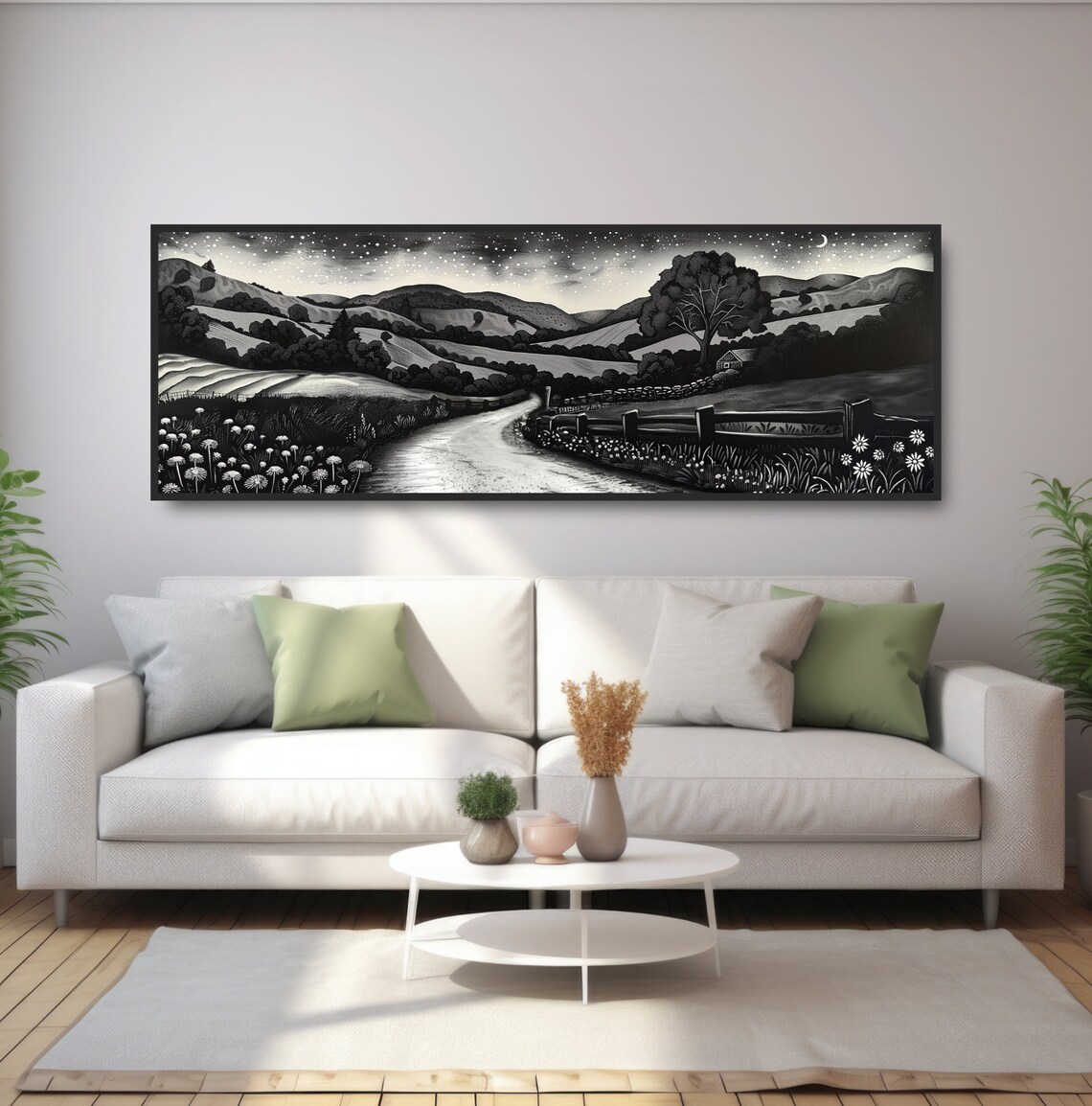 Country Road Countryside Night Sky Art Print, Farmhouse - Image 5