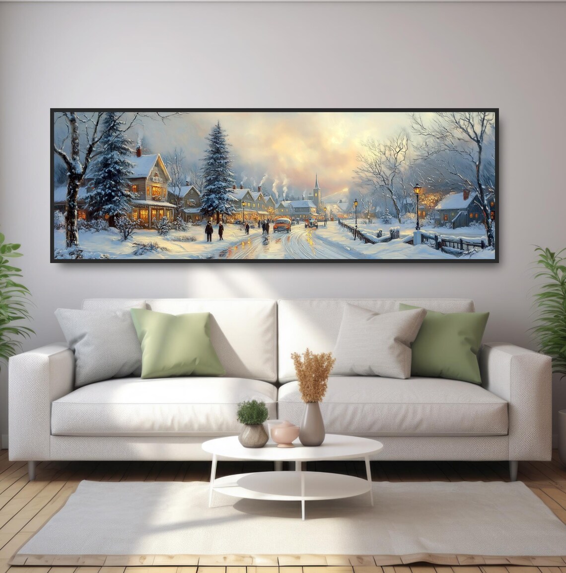Vintage Winter Town Snowy Street Glowing Shops Dusk Travel Poster - Image 5
