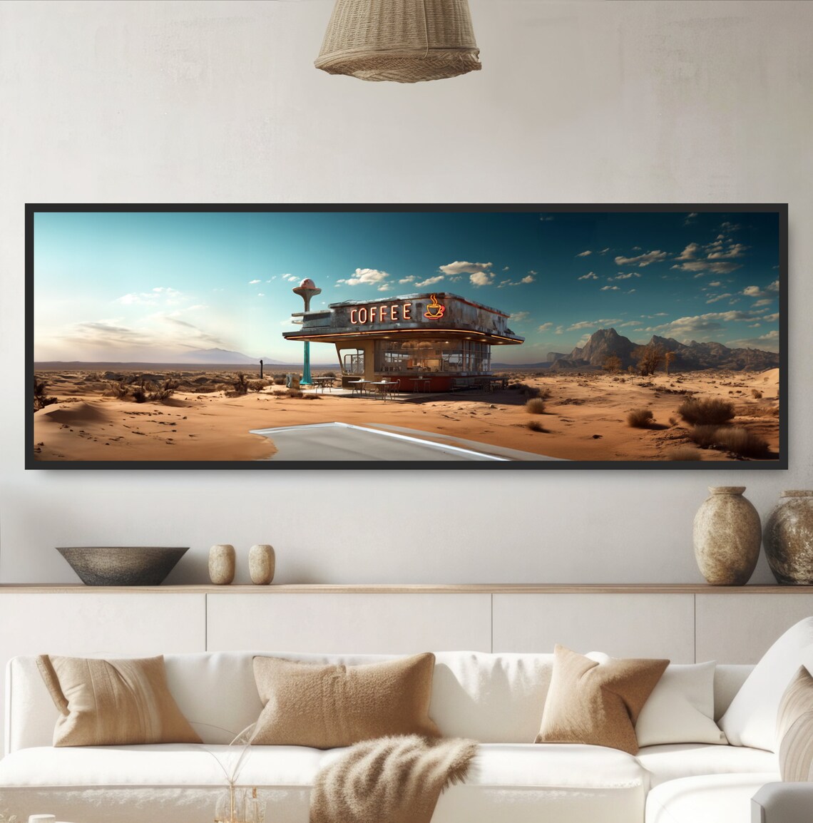 Retro Desert Diner, Vintage Americana Art Print
