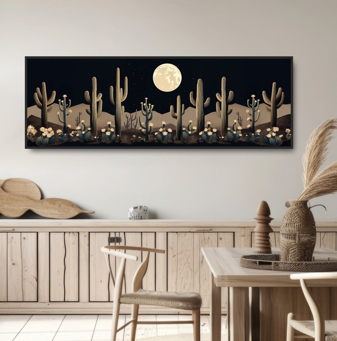 Cactus Full Moon Desert Landscape, Boho Art Print - Image 4
