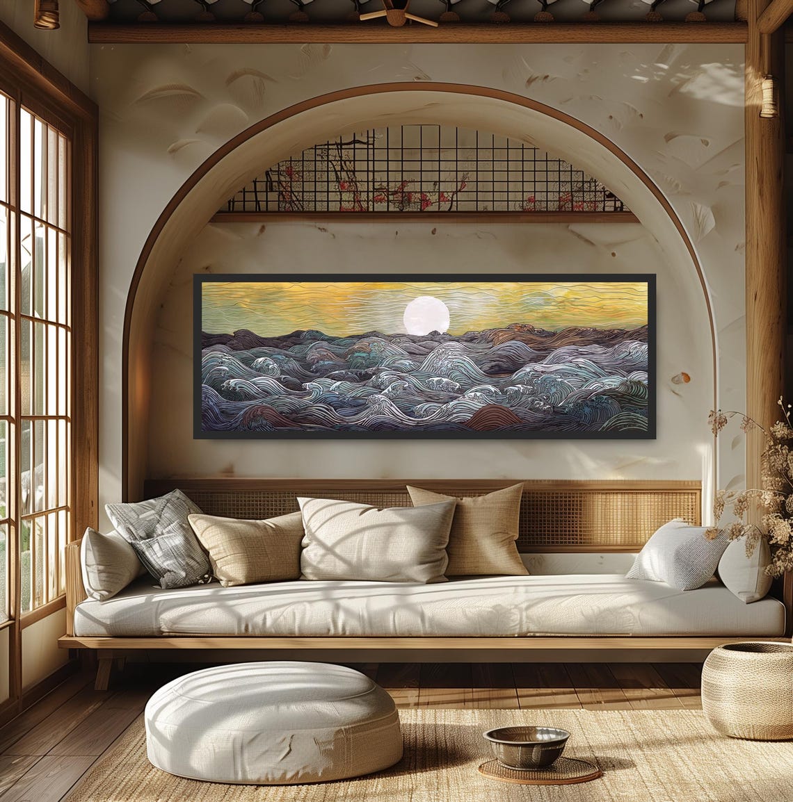 Moonlit Ocean Waves Night Painting Swirling Sea Zen Wall Poster - Image 5