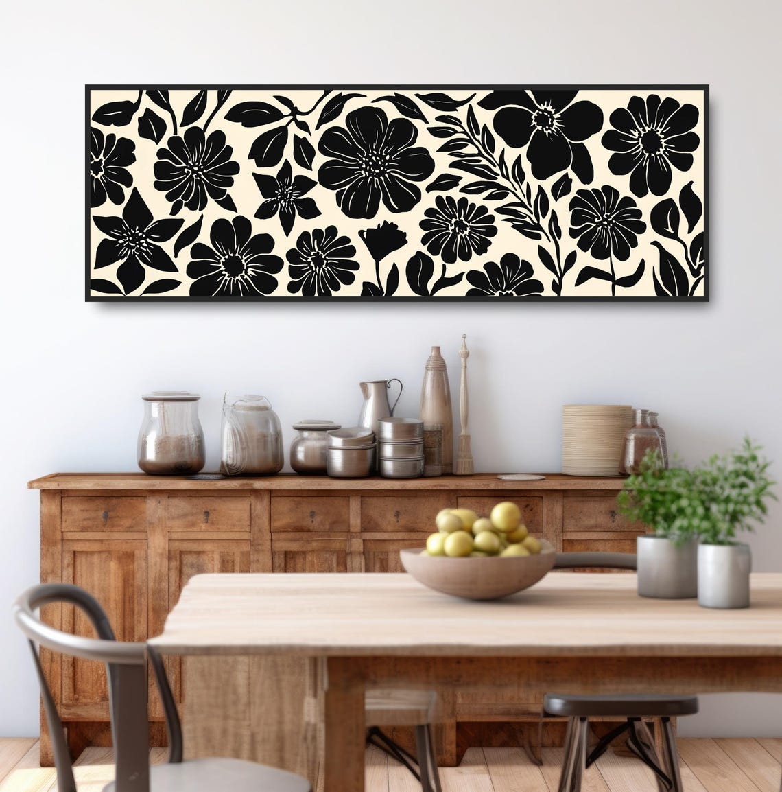 Bold Black Abstract Floral Pattern Minimalist Botanical Wall Poster - Image 3
