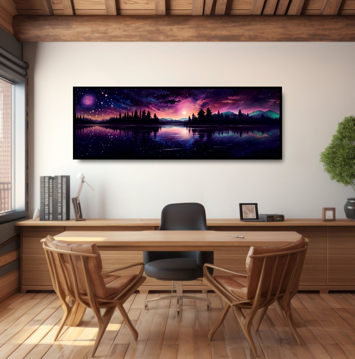 Starry Sky Fantasy Landscape Art Print, Purple Night - Image 2