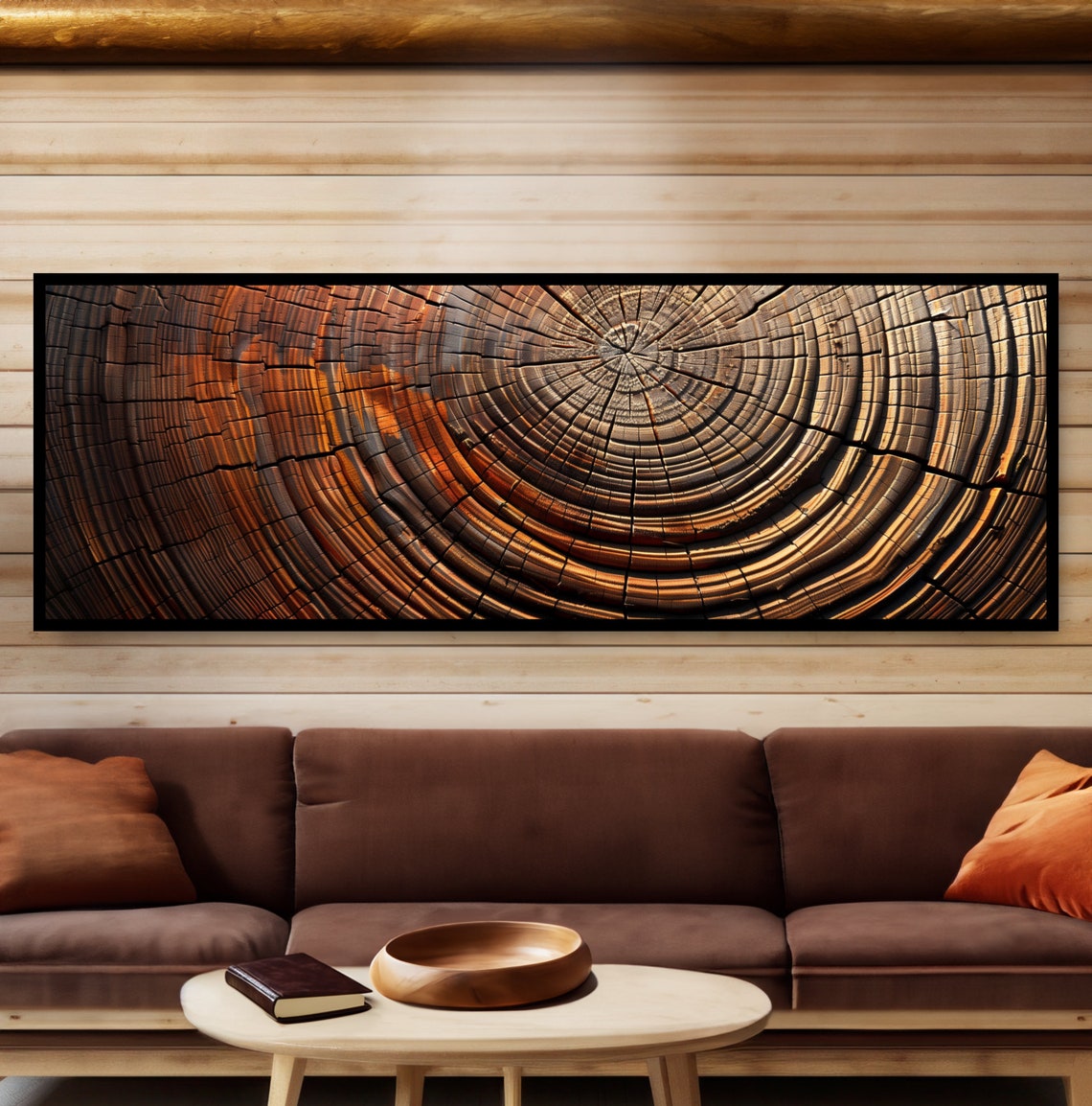 Wood Tree Rings Cross Section Rustic Log Stump Nature Wall Poster