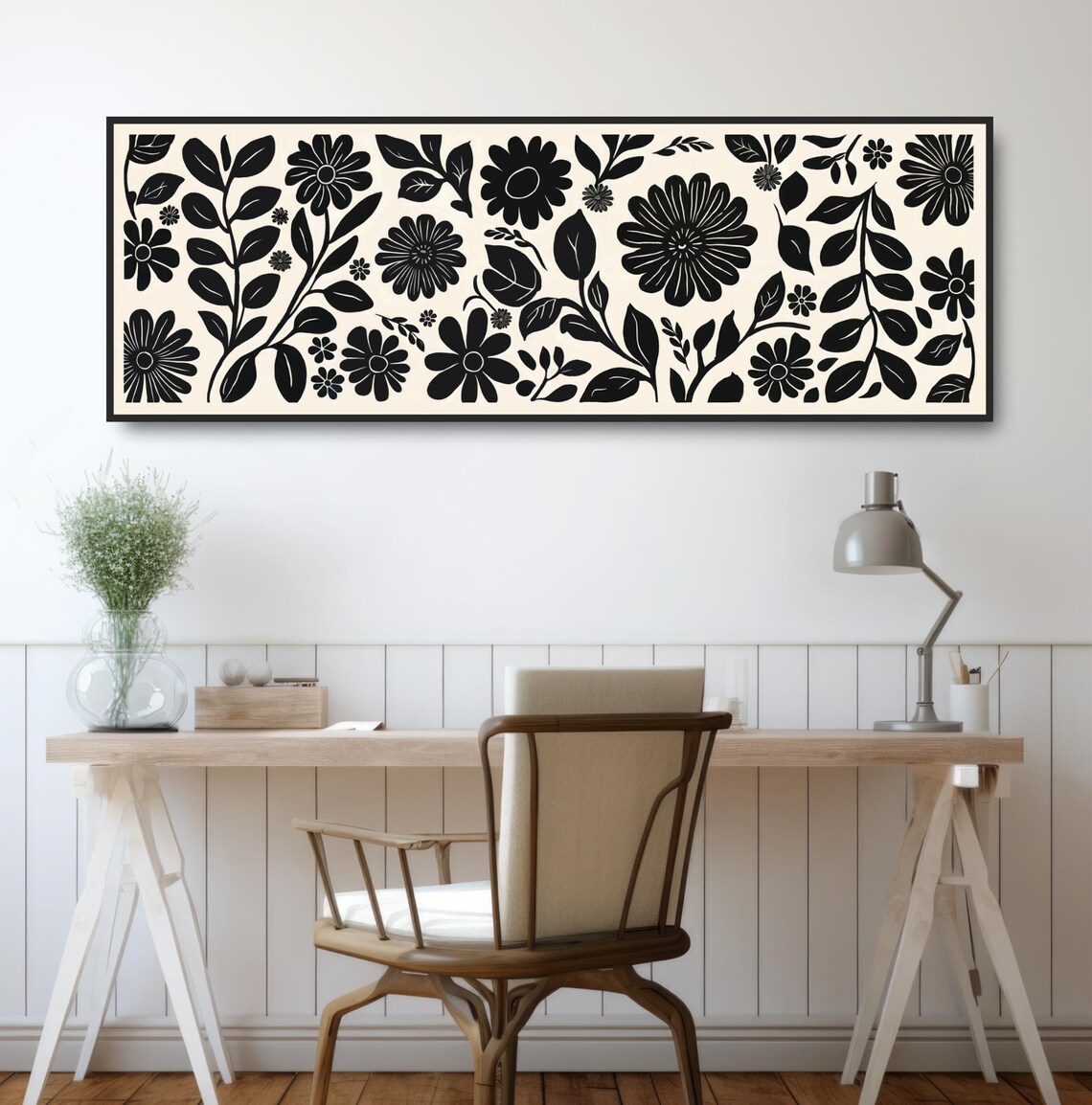 Black And White Abstract Botanical Art Print - Image 2