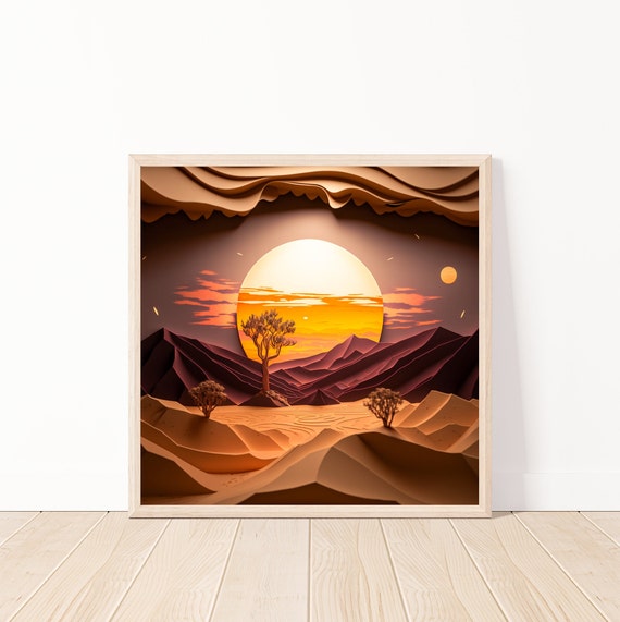 Desert Scene Paper Quilling Artdesert At Sunset Wall Artsouthwest Landscape Download12 X 12