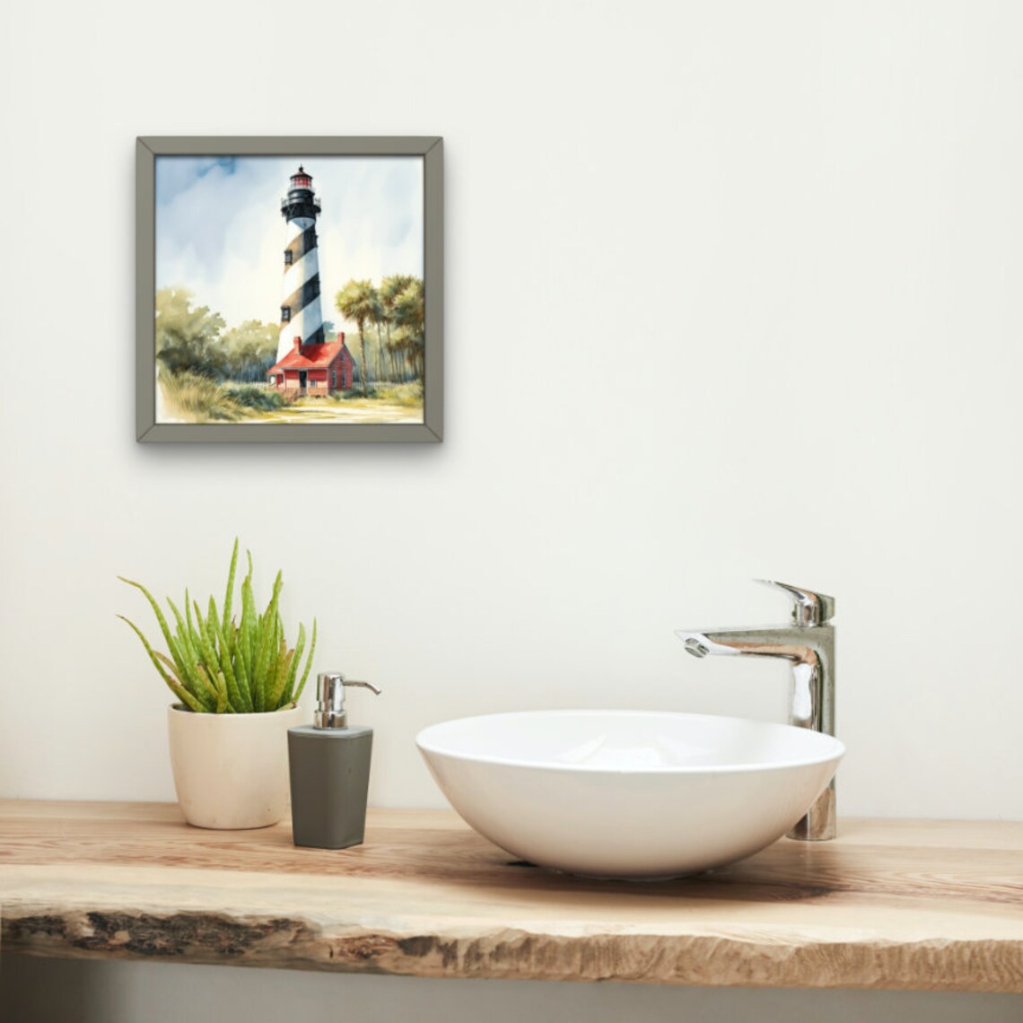 Watercolor Tropical Lighthouse Art Print - Image 4