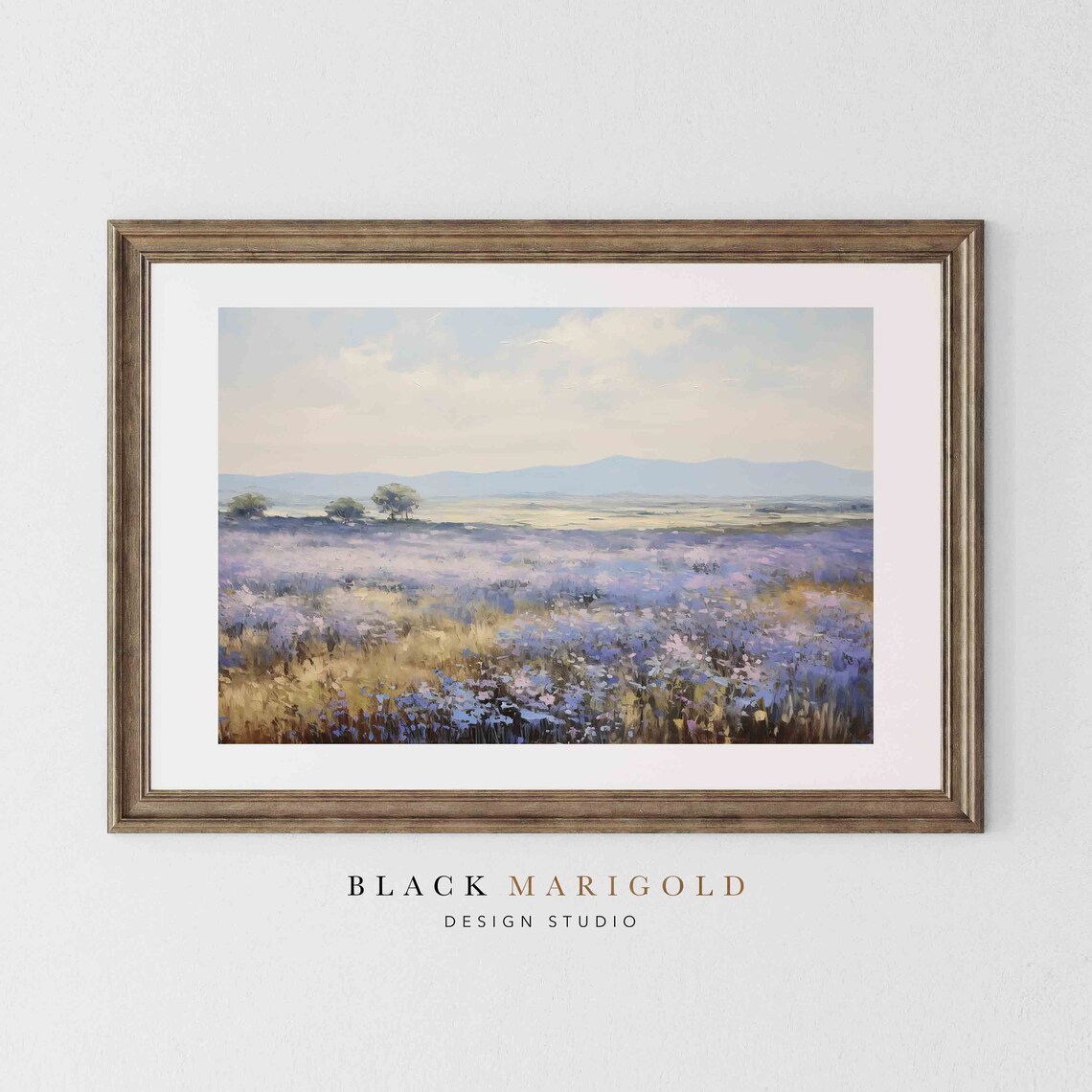 Sea of Purple Wildflowers Stretching to Distant Hills Poster