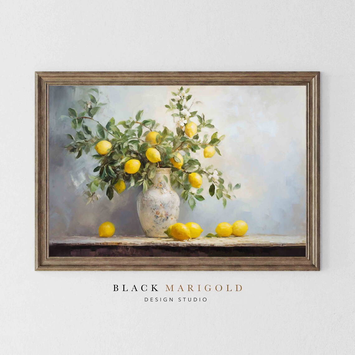 Lemon Bouquet Vintage Oil Painting Art Print