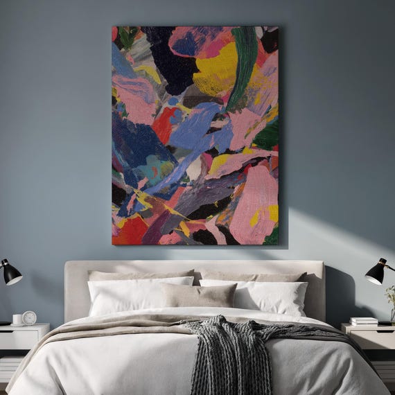 Bold Abstract Canvas Wall Art Brushstroke Modern Painting Contemporary Expressionist Design Framed Gift For Artistic Home Interiors
