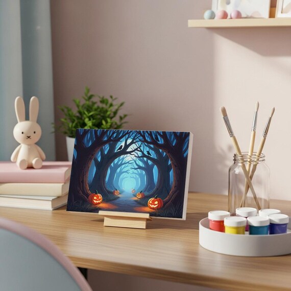 Halloween Paint By Numbers Kit Spooky Forest With Pumpkins And Ravens Diy Canvas Art For Fall Decor Adults Rolled Painting Set